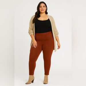 Wonderly Rust Faux Suede Leggings Pull On Pants Elastic Waist Soft Cozy Size 3X